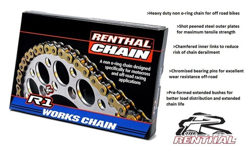 Kawasaki KX80 Small Wheel 98-99 Renthal 428 Pitch Gold Chain & JT Sprocket Kit - Picture 2 of 5