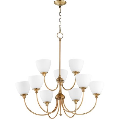 Quorum Celeste 9 Light 32' Chandelier, Aged Brass - 6109-9-80