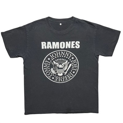 Ramones Presidential Seal Black Distressed Punk Rock Band T Shirt Mens Large