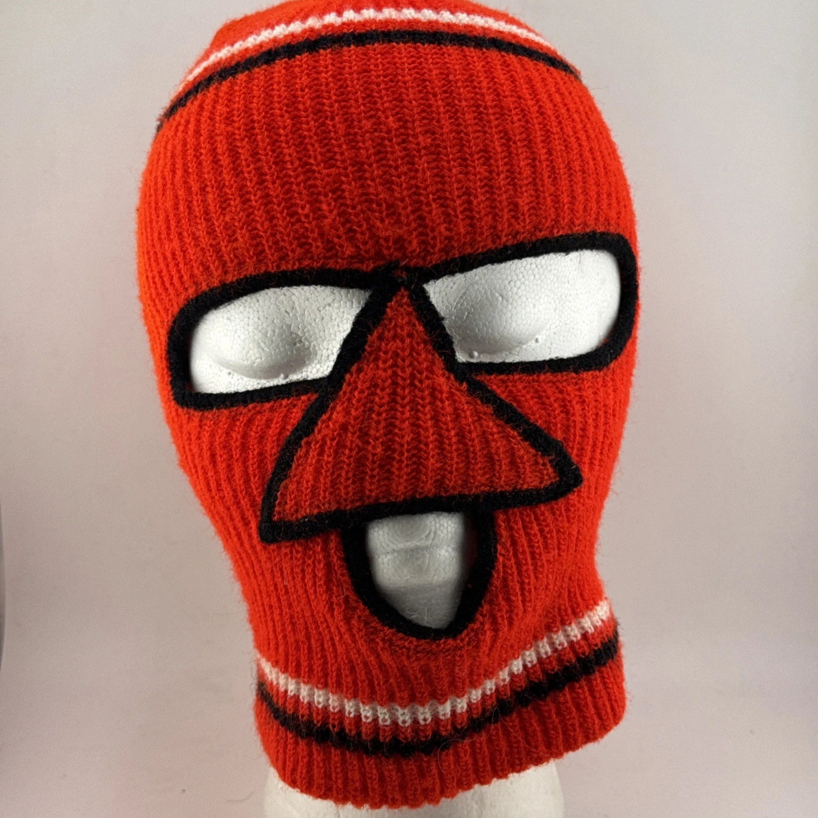 Vintage 70s 80s Ski Face Mask Robber 3 Hole Balaclava Winter