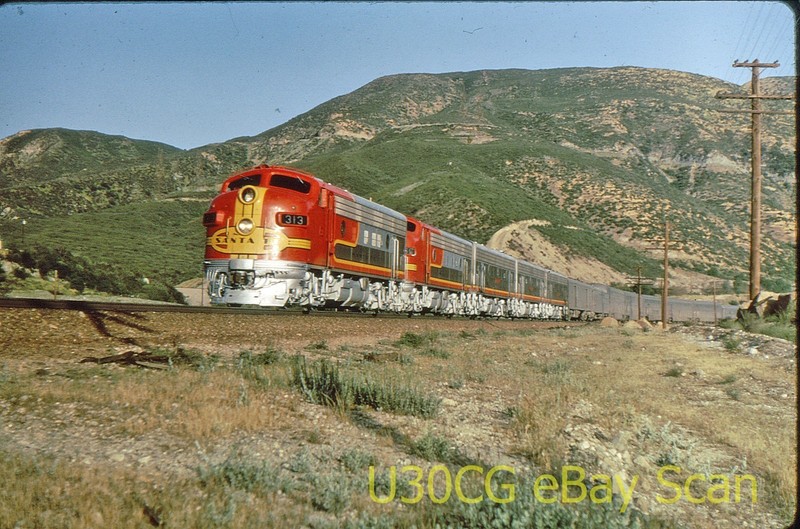 DM DUPLICATE Slide - Santa Fe F7A 313 Cajon Pass CA 1968
