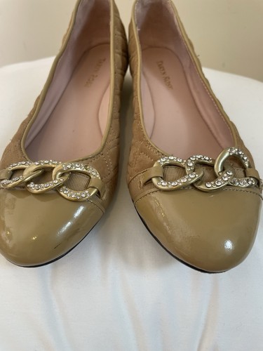 Taryn Rose Quilted Suede Leather Ballet Flats Cap Toe Camel Brown Women’s Sz 7.5 - Picture 10 of 17