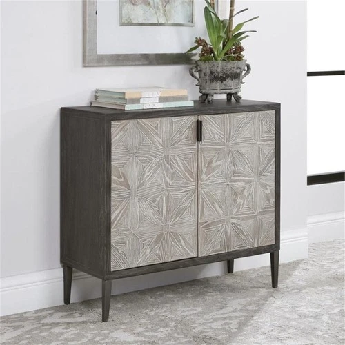 Uttermost Laurentia 2-Door Elm Wood and Iron Sideboard in Light Gray - Picture 7 of 8