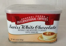 Vintage General Foods INTERNATIONAL COFFEES Tin w/ Lid  Swiss White Chocolate
