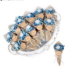 48-Piece Mini Dried Flowers Bouquet Navy Blue Wedding, Baby Shower Party