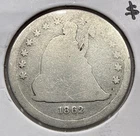 1862 Seated Liberty Quarter 25C Silver U.S. Coin
