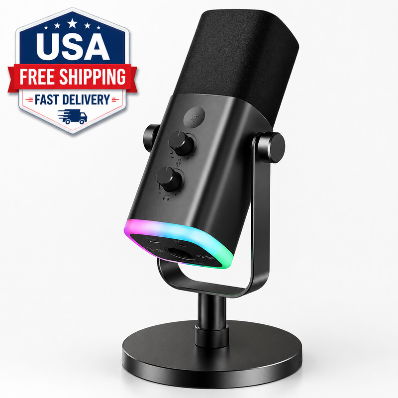 NEW！USB/XLR Podcasting Microphone for PC, Gaming Streaming Dynamic Mic with Mute