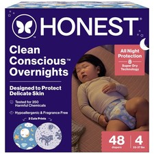 The Honest Company Comfort Dry Overnight Size 4, Cozy Cloud  Star Signs