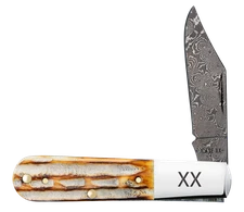 Case xx Knives Barlow Jigged Burnt Natural Bone 27232 Damascus Pocket Knife