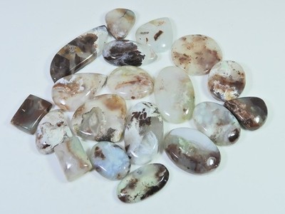 330Cts. Natürlicher Aquapras Mix Form Cabachon Lose Edelsteine 19 Stck. Lot