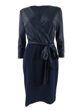 Lauren Ralph Lauren Women's Metallic Jersey Surplice Dress (4, Navy)
