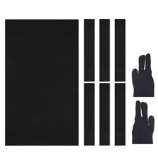8ft Billiard Cloth Pool Table Felt Kit with 6 Cloth Strips and 2 Gloves, Black