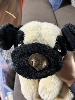 Russ Berrie PONCHO Pug Dog Plush Bulldog Retired Beige Stuffed Animal 10'' Beanie