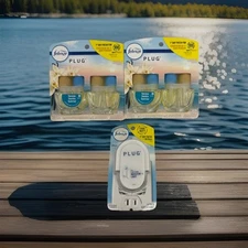 4 Febreze Plug In Air Freshener OIL Refills Serene Vanilla Sunrise w/Warmer