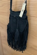 El Shalla designer fashion Black leather Fringed Bag New With Tag & Dustbag