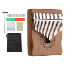 21 Keys Thumb Piano, Deep Brown Mini Portable Finger Piano Flower Handrail