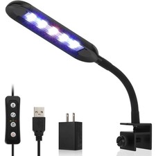 hygger Mini Clip-on Aquarium Light White Blue Red LEDs 6W USB Timer 0.5-5 Gal