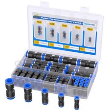 50PCS Quick Connect Air Hose 1/4"-5/16"-5/32"-3/8-/1/2"OD(50pcs), Black/Blue 