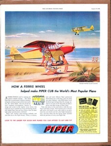 1946 PIPER AIRCRAFT Original Vintage Aircraft Promo Ad