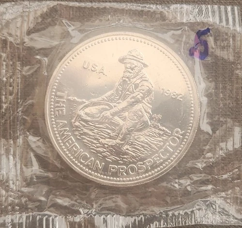 1982 USA - 1 oz .999 Fine Silver Engelhard - The American Prospector - Round 5