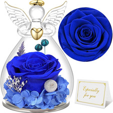 Rosa Eterna Regalo Donna, Rosa Stabilizzata Con Figurine Angelo Regalo Mamma, An