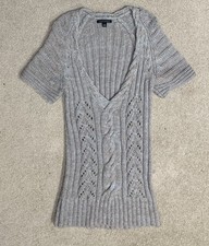 Banana Republic Womens Alpaca Blend Knit Dress Cable Textured V Neck Pullover S