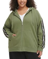  70 Calvin Klein Performance Plus Size Logo-Stripe Hoodie - Bonsai