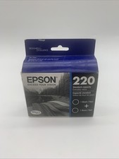 Sealed in OB-EPSON 220 DURABRITE Ultra Black Dual Ink Cartridge Exp. 10/2020