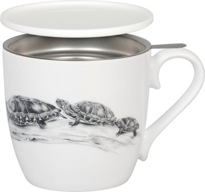 KÖNITZ 115S573020 Becher AMAZING ANIMALS Schildkröten 425 ml mit Sieb und Dec...