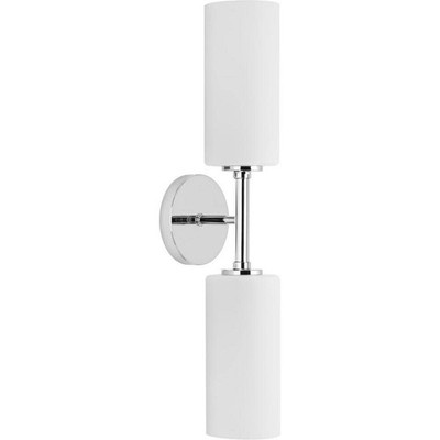 Progress Lighting 22.5'' 2-Light Polished Chrome Wall Bracket w/Etched Glass