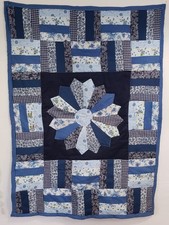 Lap Baby Quilt Handmade Blue Dresden Circle
