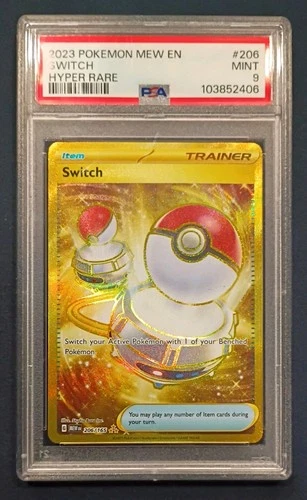 2023 Pokémon MEW SV1EN – Switch Gold Hyper Rare • PSA 9 Mint•Secret Rare Trainer