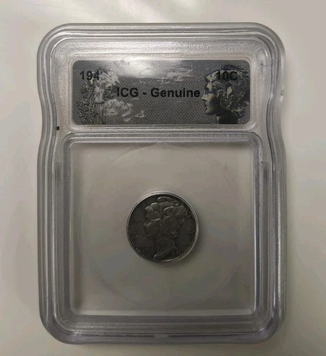 1940 MERCURY DIME ICG Genuine BU 90% Silver