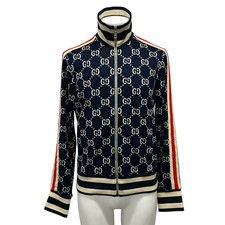 GUCCI GG Jacquard Cotton Jacket 496919 X9V05 Navy White Red Men's Tracksuit