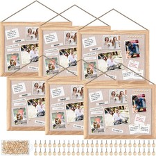 Teling 6 Pack 12x16" Wood Frame Linen Bulletin Boards Cork Wall Board +60 Pushpi