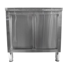 Commercial Kitchen Work Table for Prep Work, Kitchen Cabinet with Sliding Doors