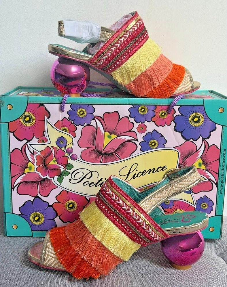 Poetic Licence Fringe Tassel Bubble Heel Private Dancer Sandals NWB UK5 EU38