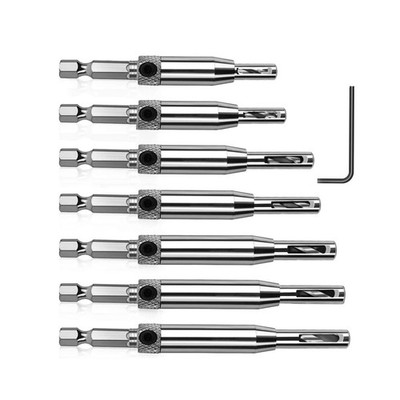 7Pcs Self Centering Hinge Drill Bit Set 1/4'' Hex Shank VIX Bit 5/64'' 7/64'' 9/...