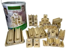 Timbers Kids Blocks Grooves Marble Roll Run 45pc Incomplete Set Solid Wood Hape