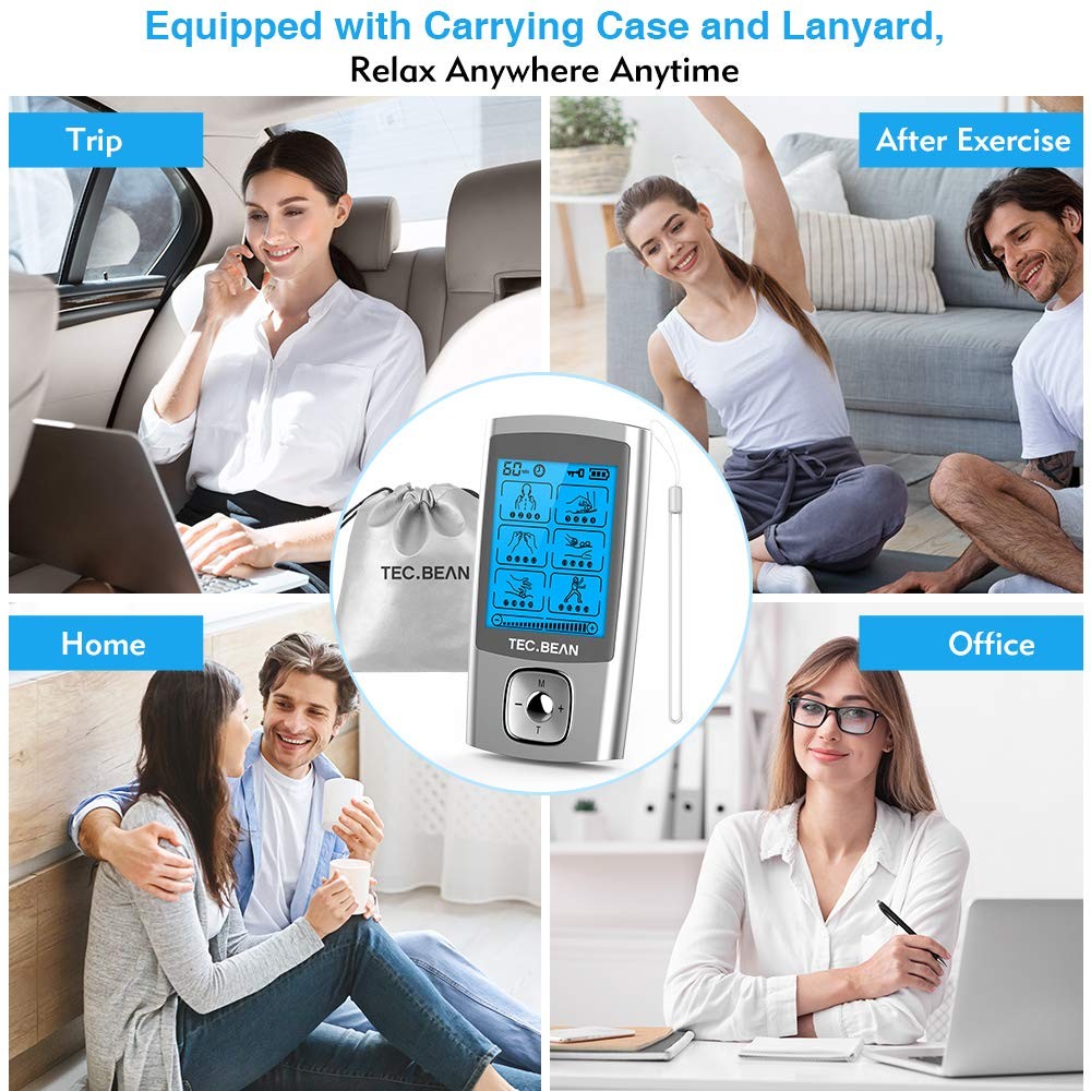 24 Modes Tens Unit Muscle Stimulator, Rechargeable Tens Machine with 8 Electr...