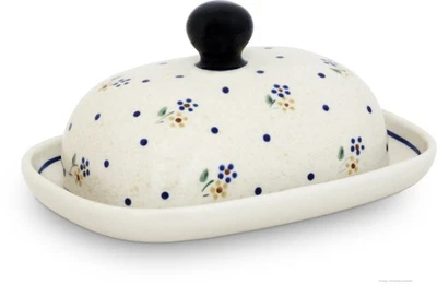 kleine Bunzlauer Keramik Butterdose oval für 125g (1/2 Stück Butter) Dekor 111 - Bild 1 von 3