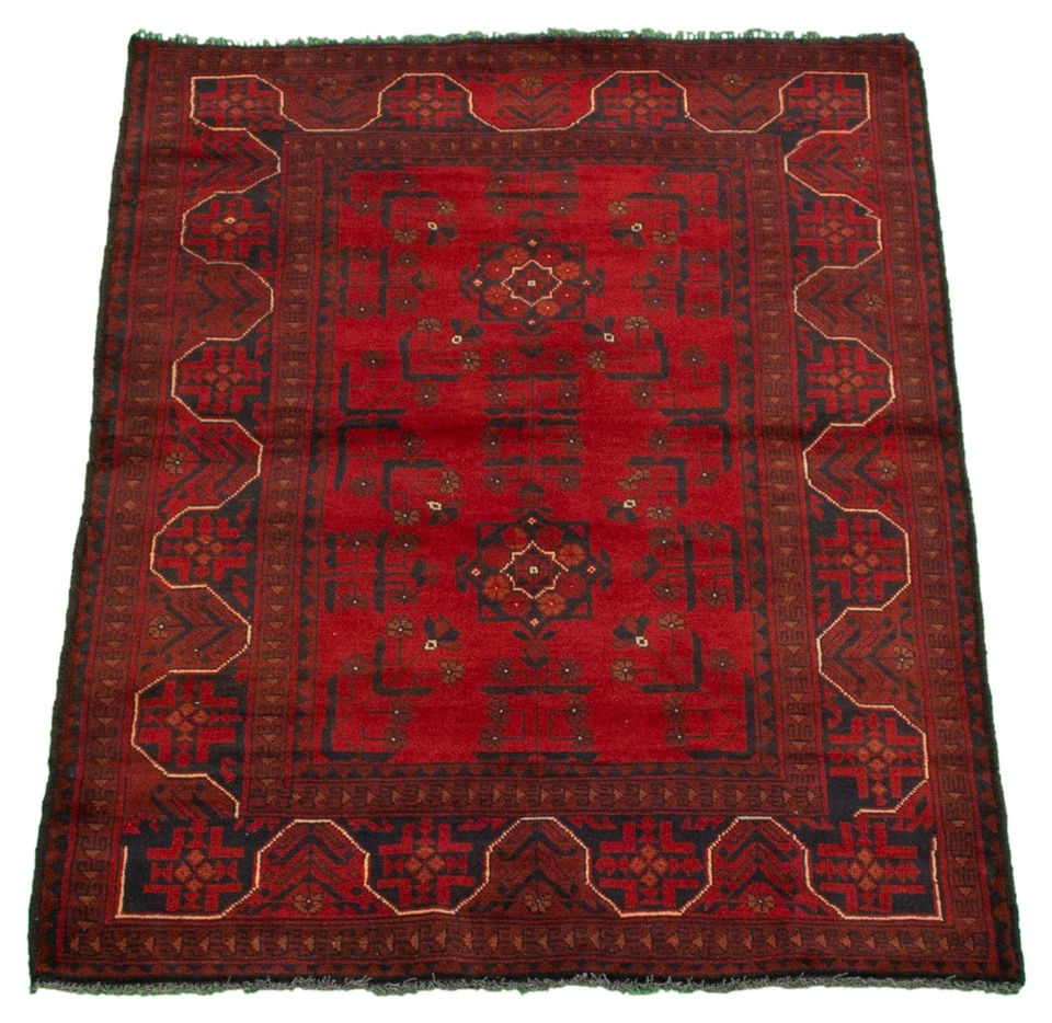 Alfombra oriental tradicional vintage anudada a mano de lana de 3'5" x 4'11" Foto 2 de 4