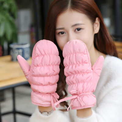 Lady Padded Quilted Mittens Gloves Thick Ski Riding Outdoor Windproof Activewear