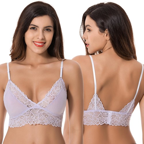 Plus Size Plunge ungefütterter Bralette mit Blumenspitze - 2er Pack - Bild 4 von 6