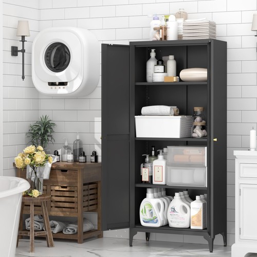 Metal Storage Cabinet, Kitchen Pantry Cabinet with 2 Doors and Adjustable Shelve - Picture 6 of 28