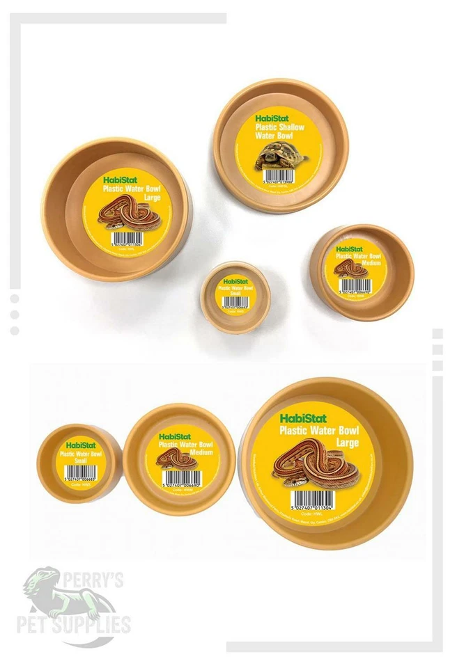 HabiStat Round Plastic Reptile Water Bowl, Small, Medium, Large, Shallow Bowl