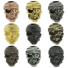 One Eyed Jack Pirate Skull Paracord/Leather Lanyard Bead by Schmuckatelli Co