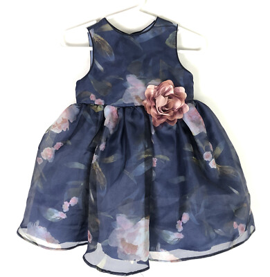 holiday dress 12 months Laura Ashley London Infant Girl Blue Floral Tulle Sz EUC sot_types:Costumes & Accessories