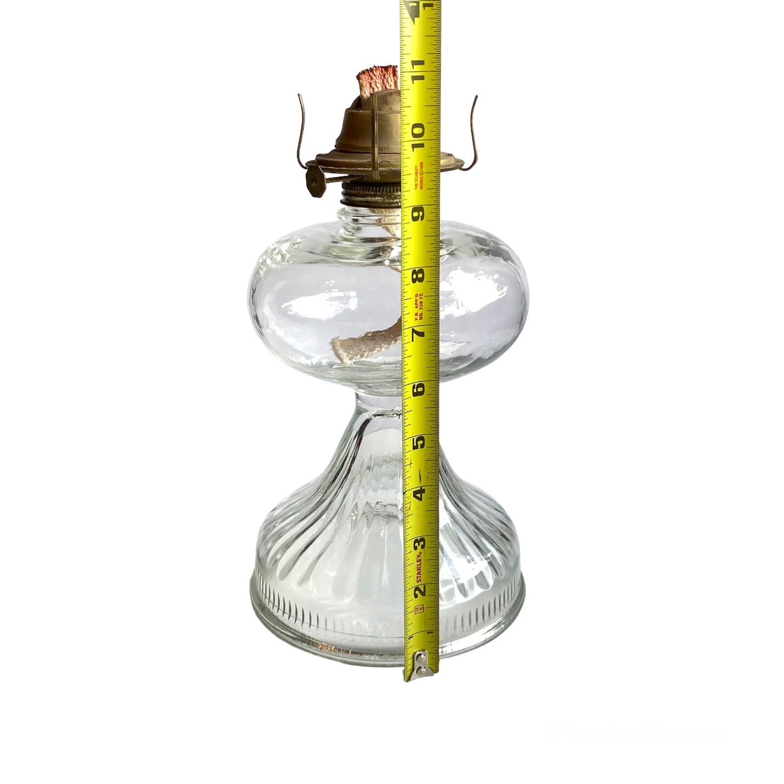 Plume Atwood Oil Lamp Eagle Burner Risdon Clear Pressed Glass w Shade