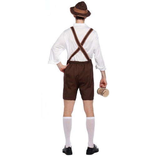 Mens Lederhosen Oktoberfest Embroidery Octoberfest Bavarian German Beer Costume - Picture 9 of 17